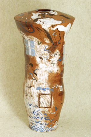 #03a - režná kamenina, malba glazurou, výška 75cm, 1998