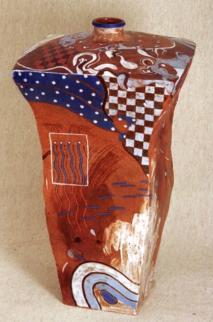 #04c - režná kamenina, malba glazurou, výška 75cm, 1998